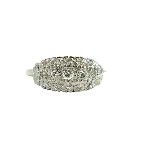 14k White Gold 0.26cttw Diamond Oval Cluster Cocktail Ring Size 6.750