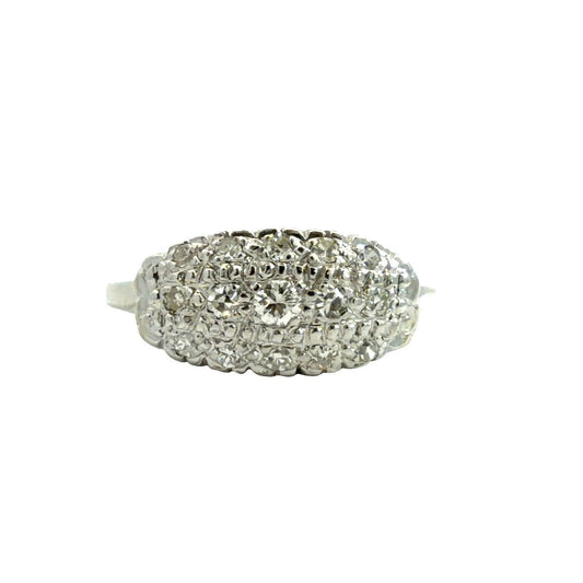 14k White Gold 0.26cttw Diamond Oval Cluster Cocktail Ring Size 6.750