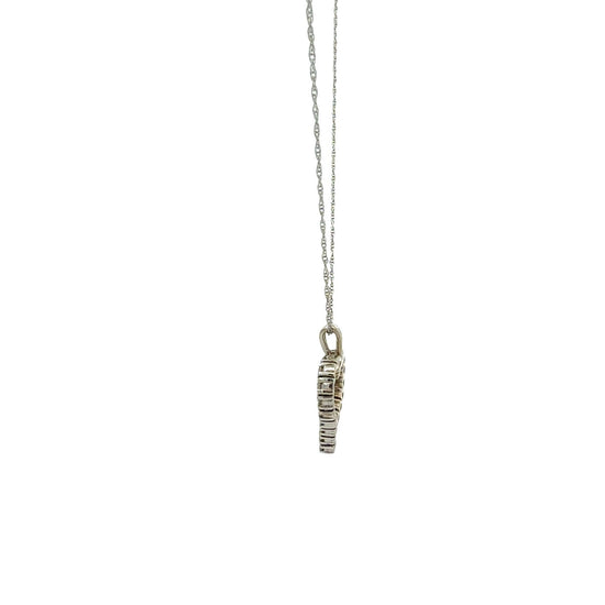 14k White Gold Stamped 0.33cttw Diamond Open Heart Pendant Necklace4