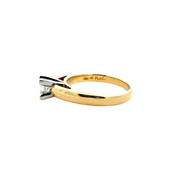 18k Yellow Gold Princess-Cut 0.38tcw Diamond Engagement Ring Platinum Prongs3