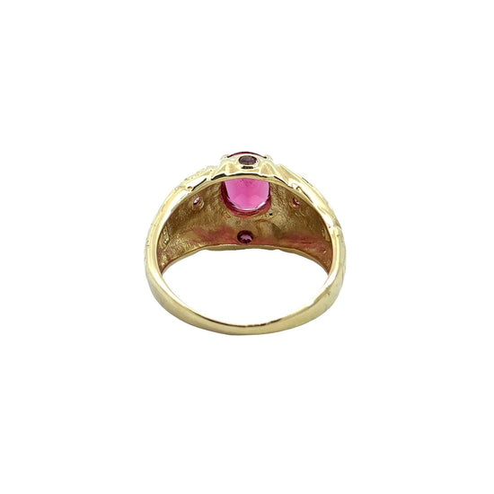 Vintage 14k Yellow Gold & 1.78cttw Pink Tourmaline Multistone Statement Ring 4