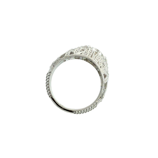NEW 14k White Gold Filigree 1.04tcw Diamond Euro-Cut Solitaire Engagement Ring1