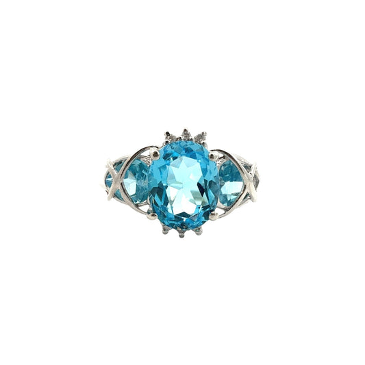Vintage 10k White Gold 3.27cttw Topaz and 0.02cttw Diamond Ring1