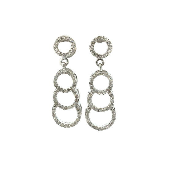 10k White Gold 0.46ctw Diamond Four Circle Dangle Earrings4