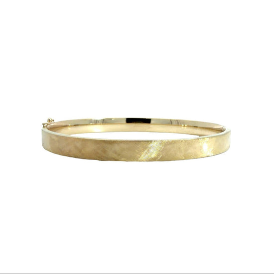 13k Yellow Gold Textured Hinged Bangle Bracelet 6.5"0