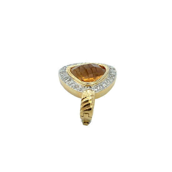 18k Multi-Tone Gold 5.14tcw Citrine with 0.34cttw Diamond Halo Pendant3