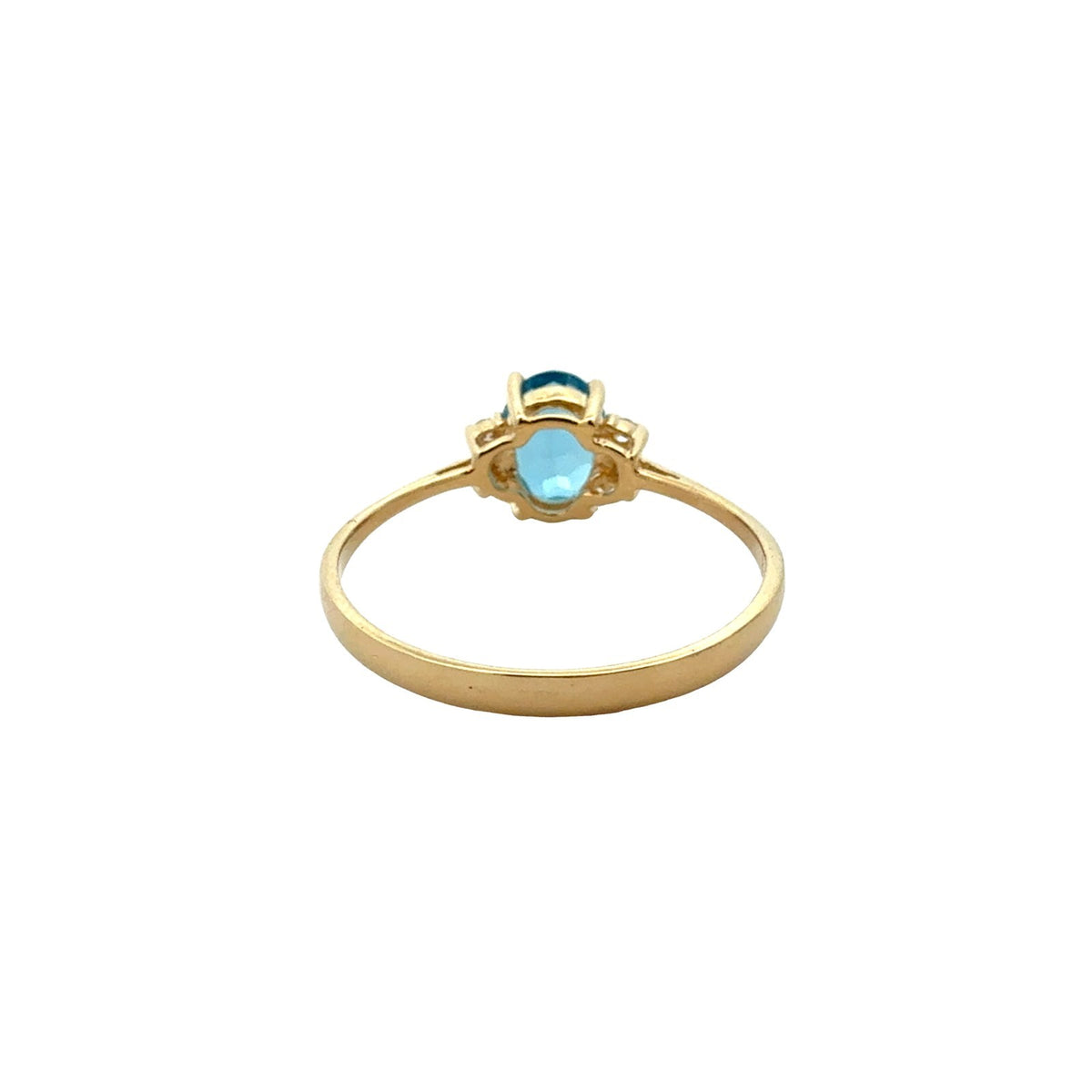14k Yellow Gold 0.87tcw Oval Blue Topaz and 0.04cttw Diamond Ring4