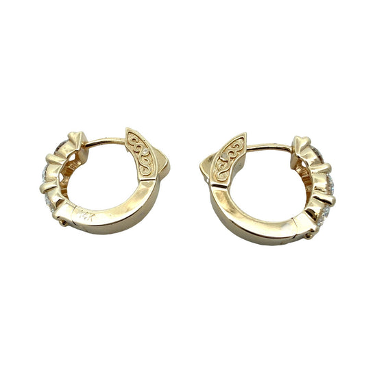 14k Yellow Gold and 1.50cttw Lab-Grown Diamond Huggie Hoop Earrings2