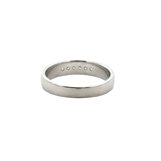 14k White Gold Channel Set 0.23ctw Diamond Wedding Band Size 82