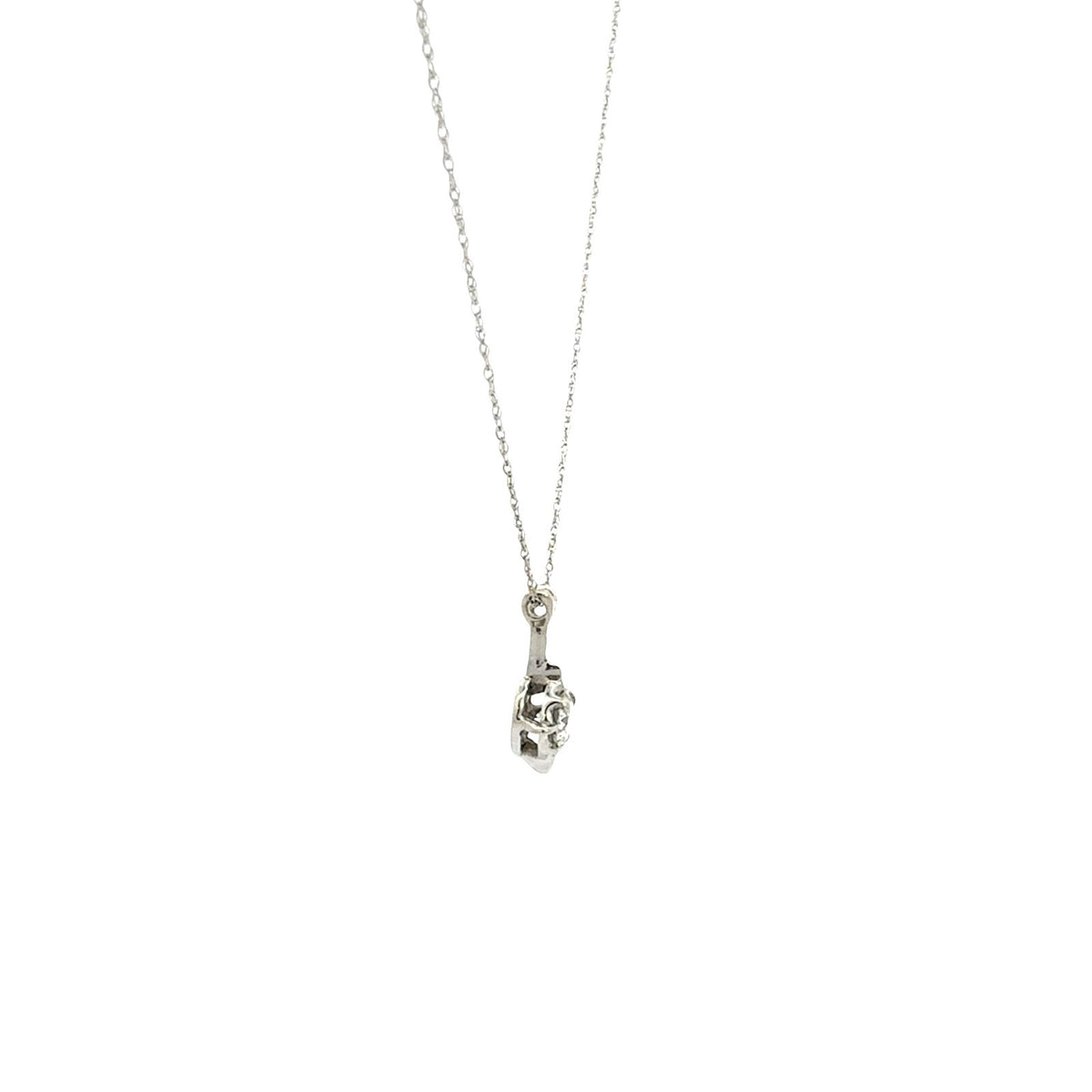 14k White Gold Solitaire 0.30tcw Diamond Compass-Set Pendant Necklace4