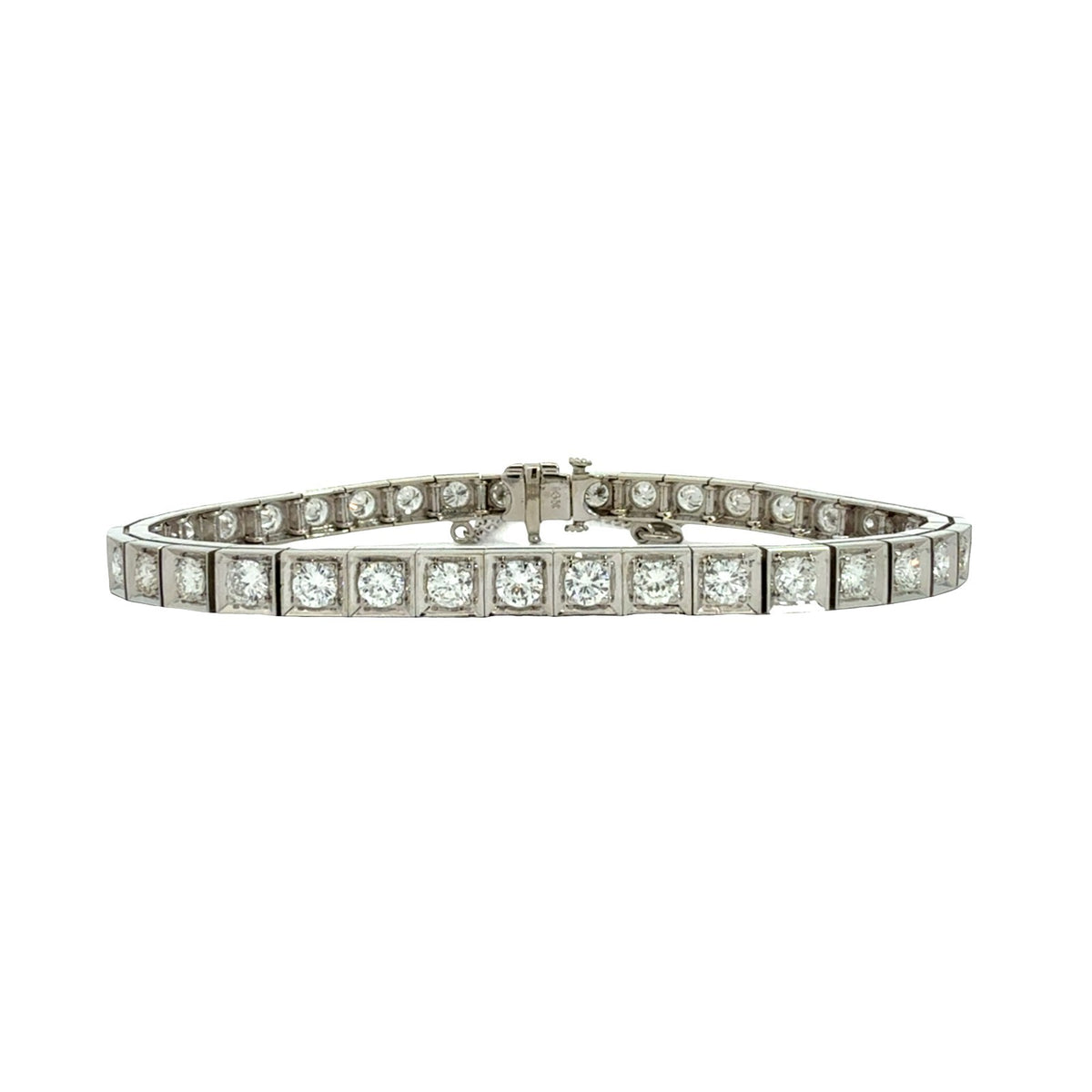 14k White Gold & 4.78cttw Diamond Box Link Tennis Bracelet0