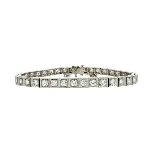 14k White Gold & 4.78cttw Diamond Box Link Tennis Bracelet0