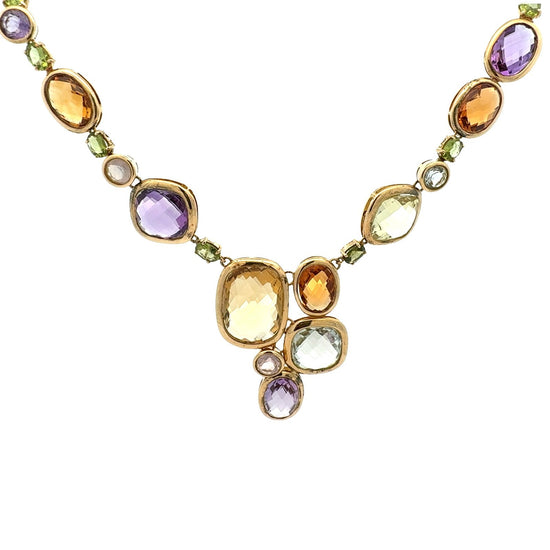 18k Yellow Gold Multi-Stone Bezel Statement Necklace1