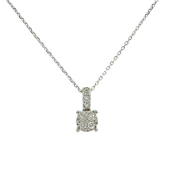 14k White Gold 0.19cttw Diamond Cluster Pendant Necklace0