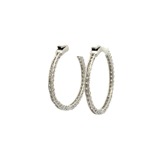 14k White Gold and 3.23cttw Diamond Inside-Out Hoop Earrings2
