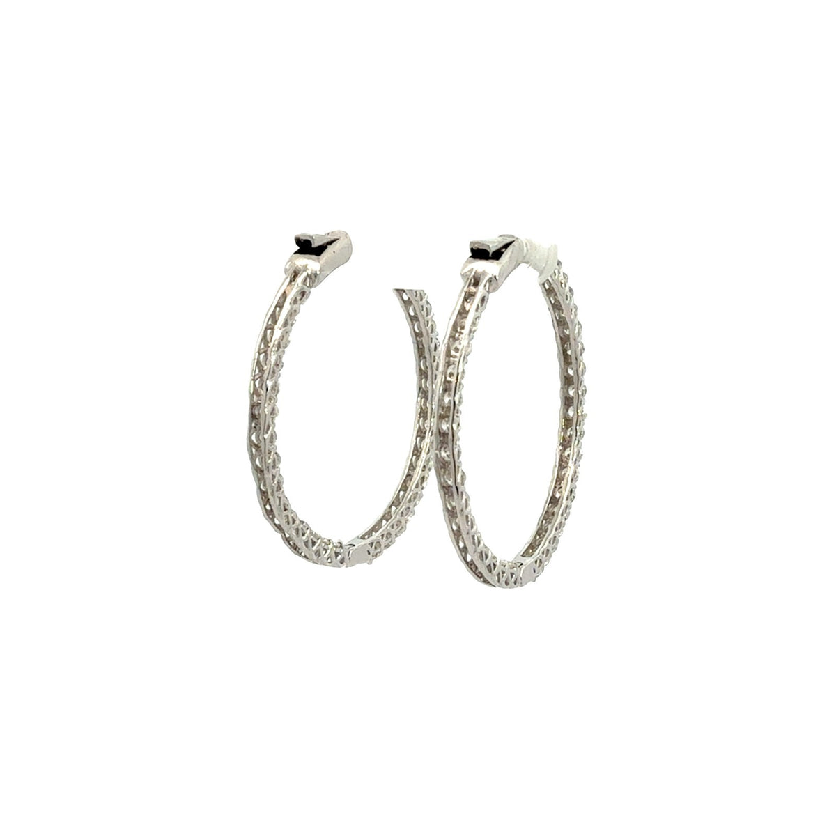 14k White Gold and 3.23cttw Diamond Inside-Out Hoop Earrings2