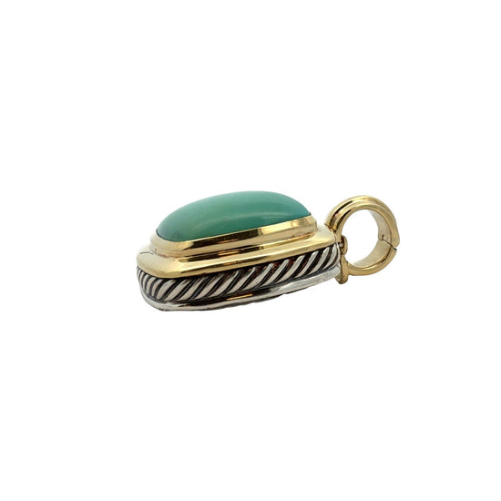 David Yurman Sterling Silver and 18k Yellow Gold Turquoise Albion Pendant4