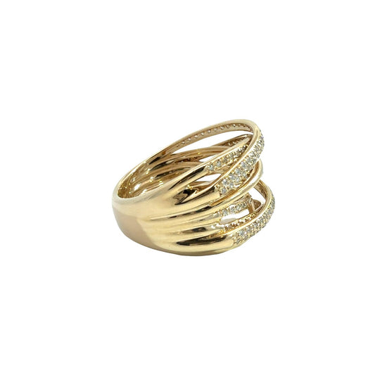 Effy 14k Yellow Gold & 0.90cttw Diamond Layered Crossover Ring Size 74