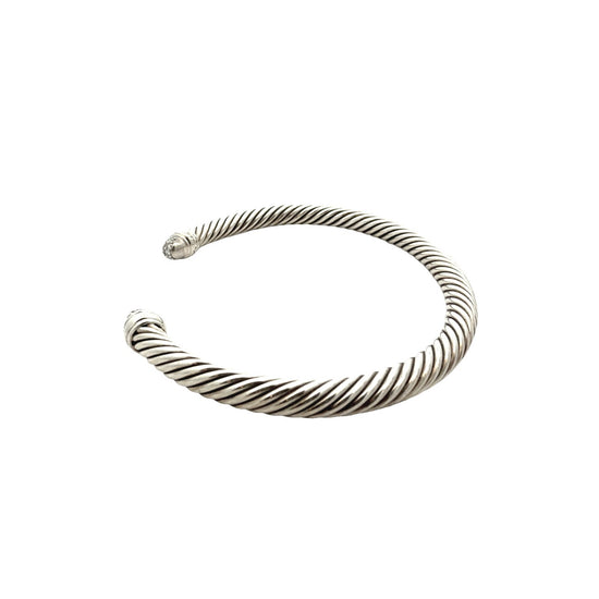 David Yurman Sterling Silver Pavé Diamond Cable Cuff Bracelet3