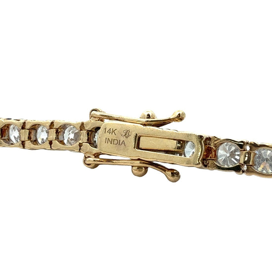 14k Yellow Gold 7.44ctw Round Brilliant Diamond Tennis Bracelet 7.25"6
