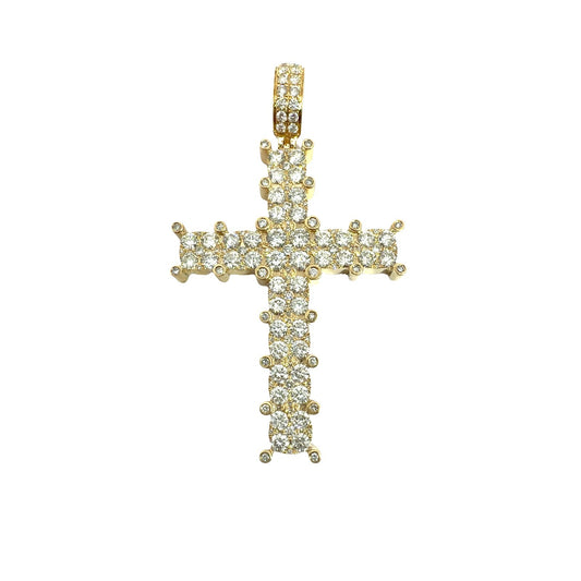 14k Yellow Gold Stamped 5.33cttw Diamond Cross Pendant0