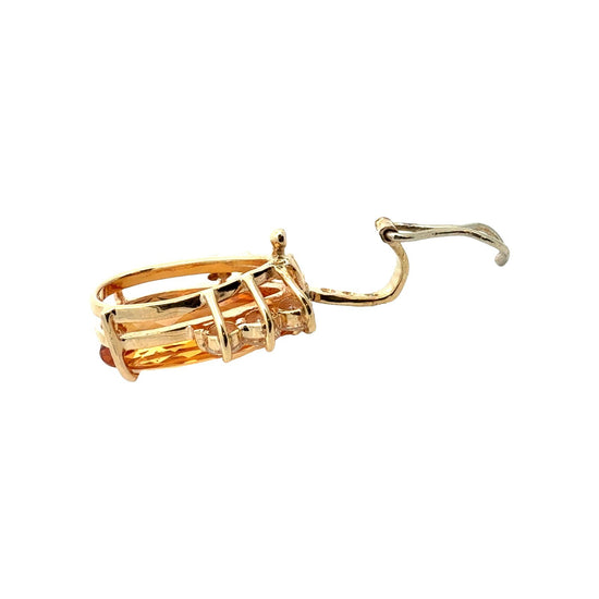 Vintage 14k Yellow Gold 4.89tcw Citrine and 0.71cttw Diamond Pendant5