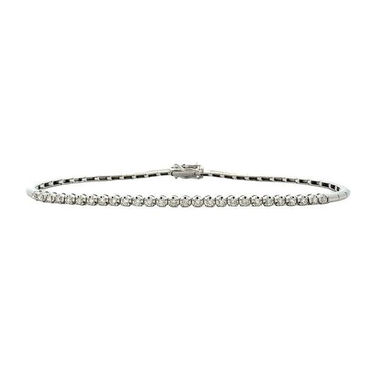 NEW 14k White Gold and 0.20cttw Diamond Station Bracelet0