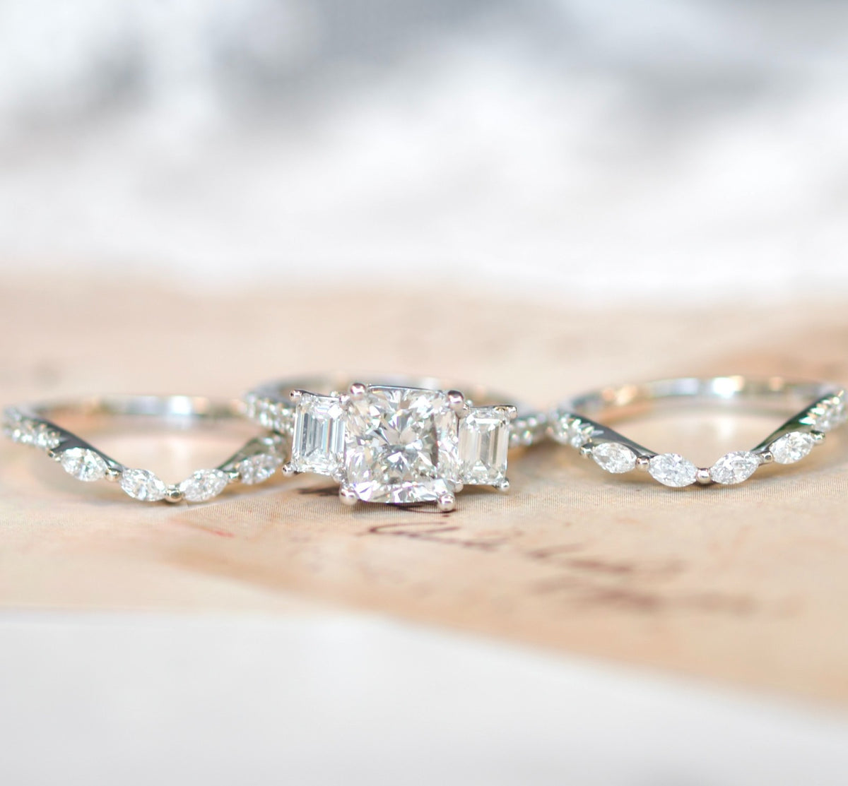 Pnina Tornai 14k White Gold 3.30cttw Cushion-Cut Diamond Multi-Stone Bridal Set1