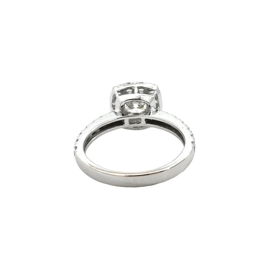18k White Gold 0.81tcw (1.72cttw) Round-Cut Diamond Cushion Halo Engagement Ring4