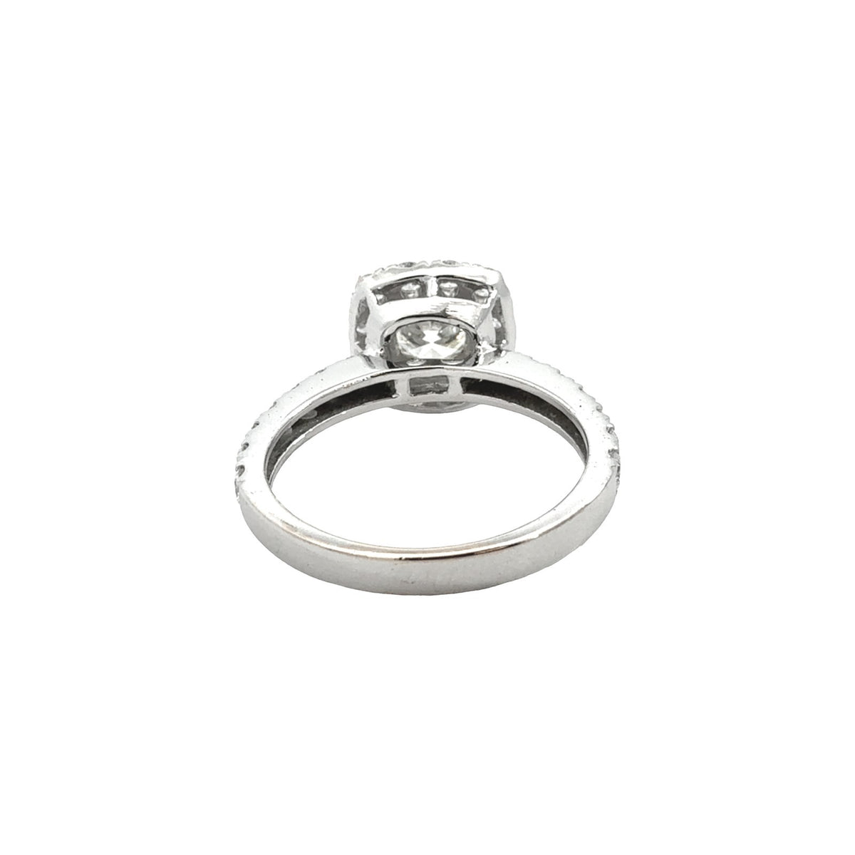 18k White Gold 0.81tcw (1.72cttw) Round-Cut Diamond Cushion Halo Engagement Ring4