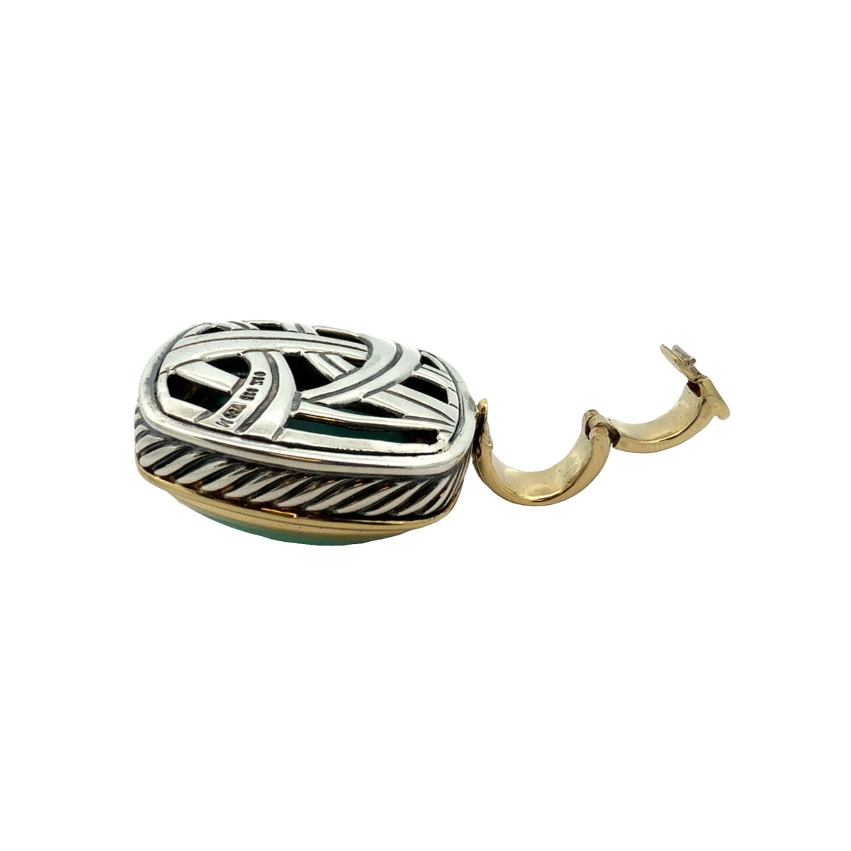 David Yurman Sterling Silver and 18k Yellow Gold Turquoise Albion Pendant5