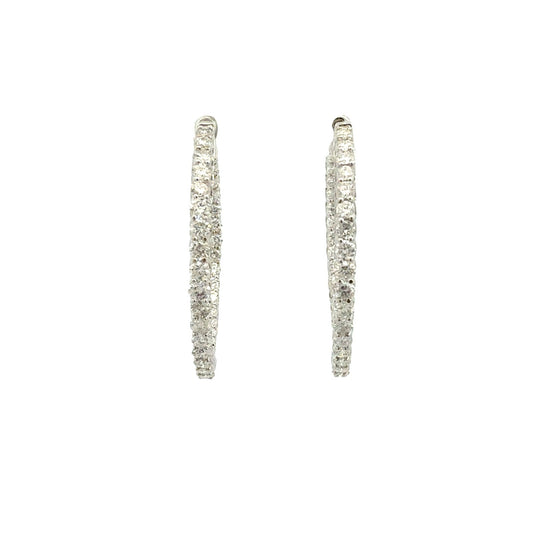 14k White Gold and 3.23cttw Diamond Inside-Out Hoop Earrings0