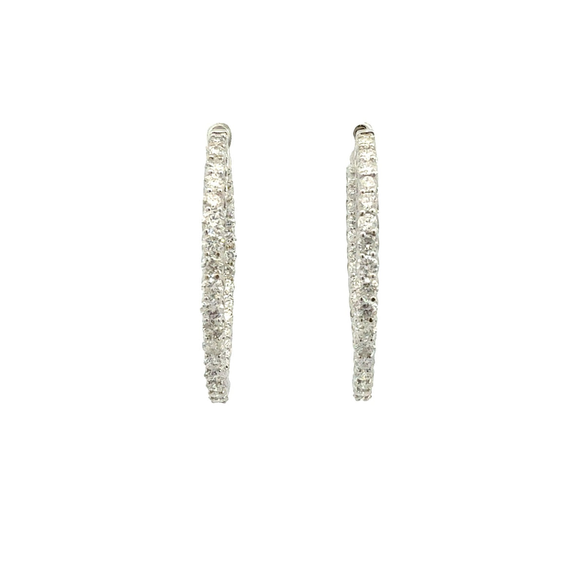 14k White Gold and 3.23cttw Diamond Inside-Out Hoop Earrings0