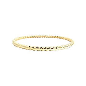 14k Yellow Gold Scalloped Twisted Rope Bangle Bracelet 7.5"0