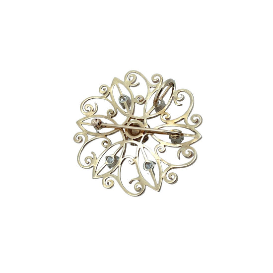 Vintage 14k Yellow Gold 1.37cttw Diamond Scrollwork Pin/Pendant5
