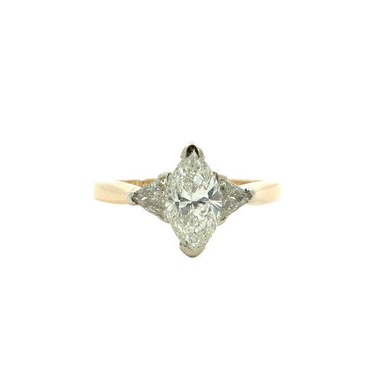 14k Yellow Gold Three-Stone 1.32cttw Diamond Engagement Ring1