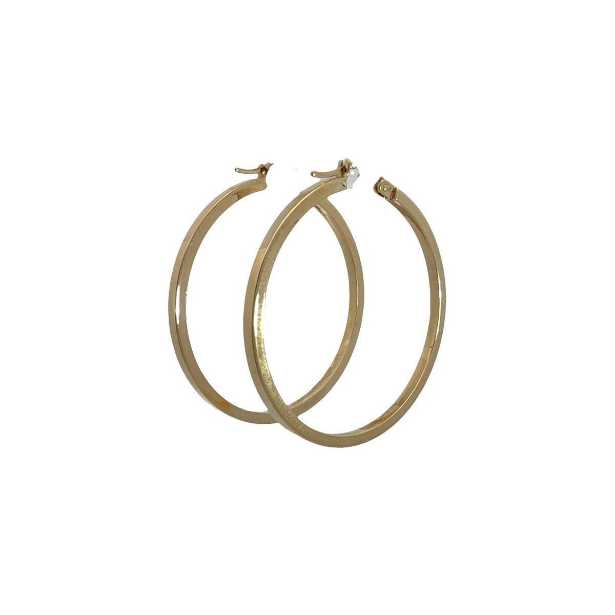 14k Yellow Gold Flat Edge Hoop Earrings2