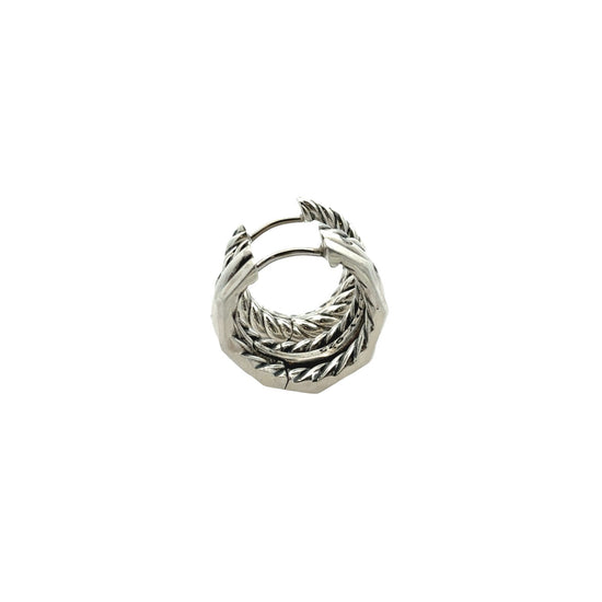 David Yurman Stax Sterling Silver 0.11cttw Diamond Cable Huggie Hoop Earrings3