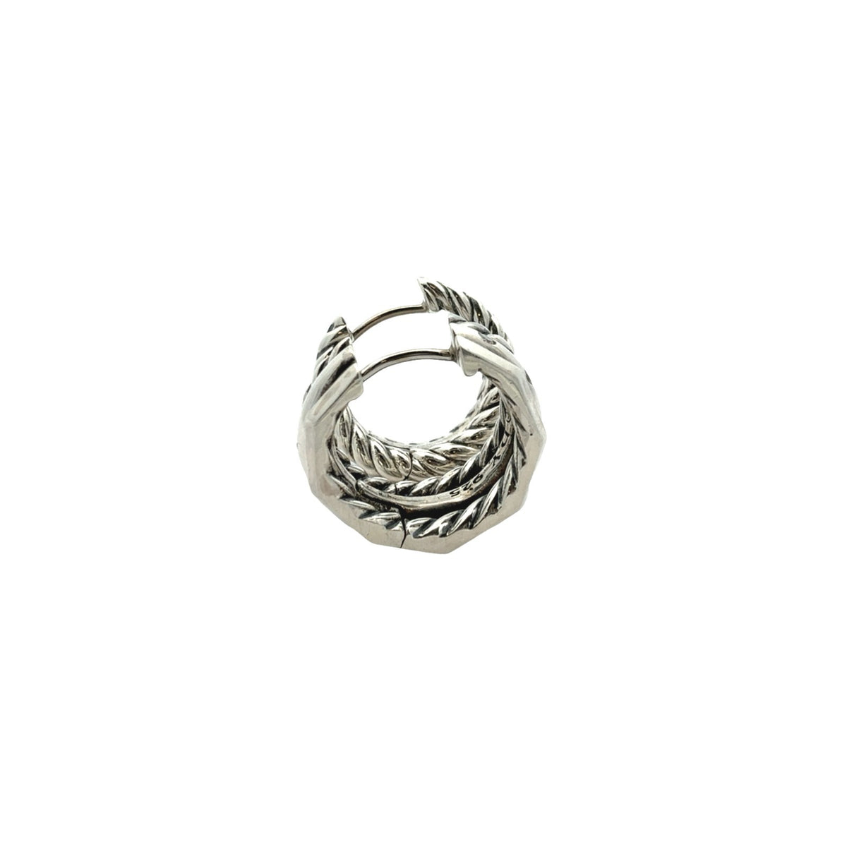 David Yurman Stax Sterling Silver 0.11cttw Diamond Cable Huggie Hoop Earrings3