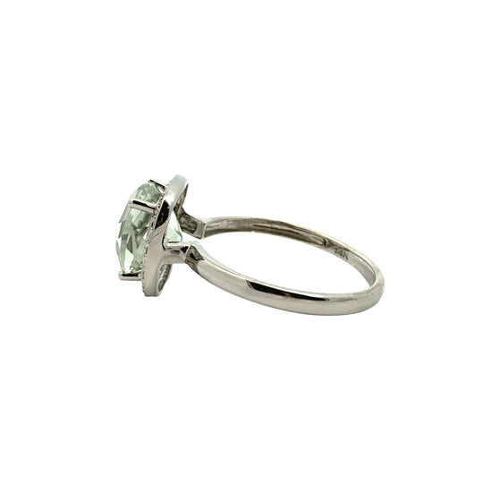 14k White Gold Cushion-Cut 3.33tcw Prasiolite and 0.11cttw Diamond Halo Ring4