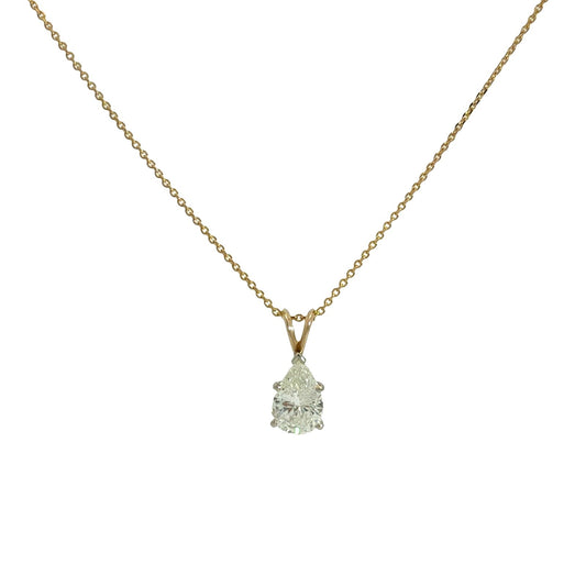 14k Yellow Gold Two-Tone Pear-Shaped 1.93tcw Diamond Solitaire Pendant Necklace1