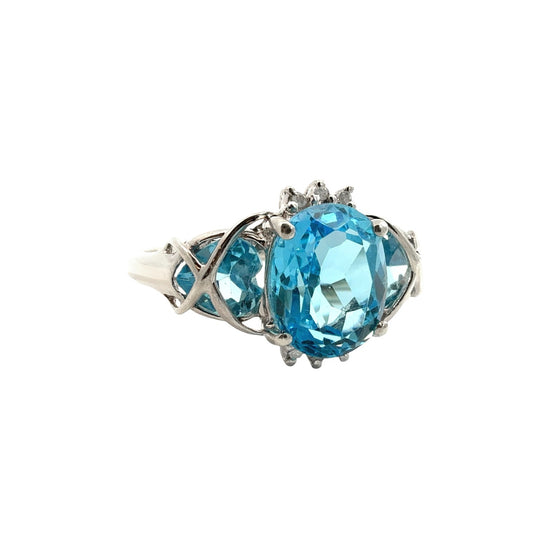Vintage 10k White Gold 3.27cttw Topaz and 0.02cttw Diamond Ring3