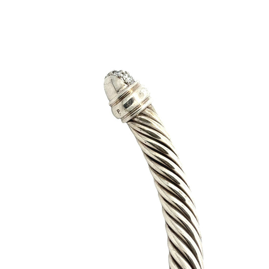 David Yurman Sterling Silver Pavé Diamond Cable Cuff Bracelet7