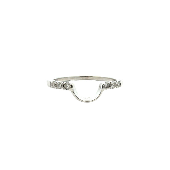 14k White Gold 0.12cttw Diamond Contour Wedding Band Ring1