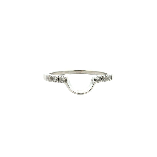 14k White Gold 0.12cttw Diamond Contour Wedding Band Ring1