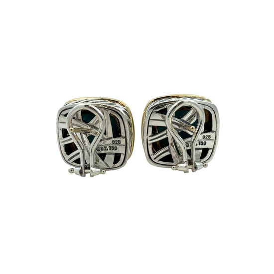 David Yurman Sterling Silver 18k Yellow Gold and Turquoise Albion Earrings2