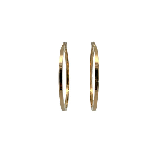 14k Yellow Gold Flat Edge Hoop Earrings1