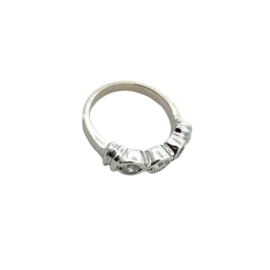 14k White Gold Three-Stone 0.50cttw Diamond Bezel-Set Band5
