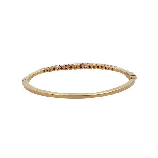 Vintage 14k Yellow Gold 0.68cttw Ruby 0.70cttw Diamond Hinged Bangle Bracelet3