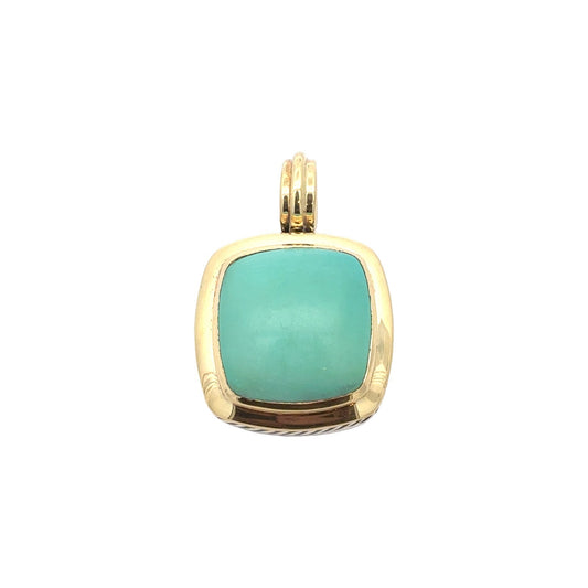 David Yurman Sterling Silver and 18k Yellow Gold Turquoise Albion Pendant1